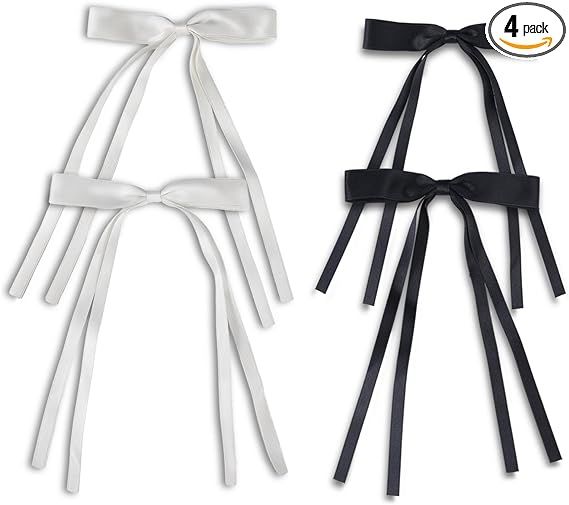 Lusofie 4pcs Bow Hair Clips, Hair Ribbons for Women Hair Ribbon Hair Accessories Alligator Hair C... | Amazon (UK)