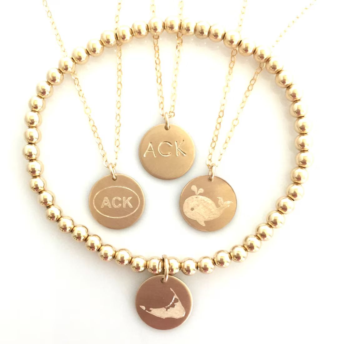 Nantucket Disc Necklace or Bead Bracelet in Gold Filled or - Etsy | Etsy (US)