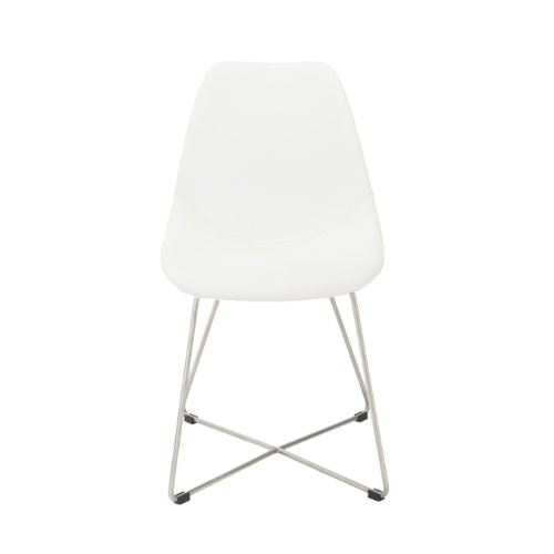 Euro Style Anahita Soft Leatherette Side Chair with Brushed Stainless Steel Base, White, Set of 4 | Amazon (US)