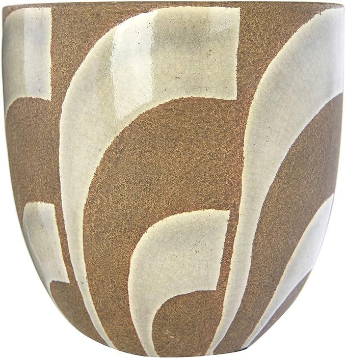 Amazon.com: Creative Co-Op Hand-Painted Terracotta (Holds 5" Pot) Planter, Brown : Patio, Lawn & ... | Amazon (US)