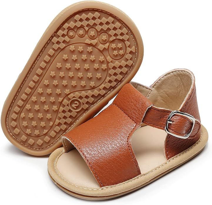 HONGTEYA Baby Girls Boys Sandals 0-24 Months Toddler Summer Baby Shoes Non-Slip Rubber Sole, Newb... | Amazon (US)
