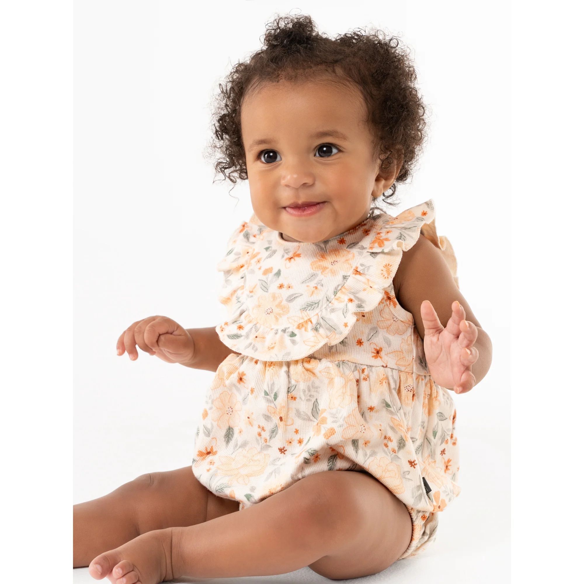 Modern Moments By Gerber Baby Girl Bubble Romper with Flutter Sleeves, Sizes 0/3 Months - 24 Mont... | Walmart (US)