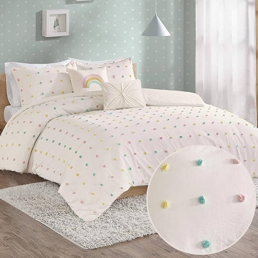 Urban Habitat Kids Duvet Cotton Jacquard Weave Colorful Poms Accent, Shabby Chic Cover for Comfor... | Amazon (US)