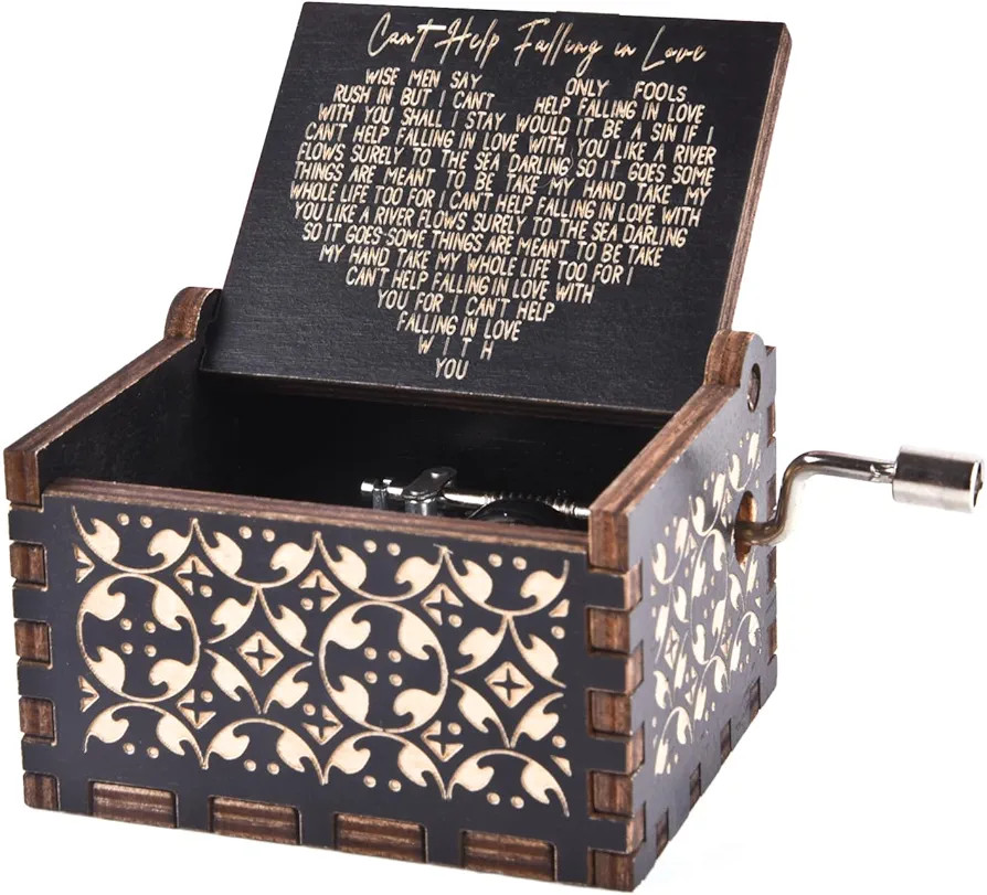 Can't Help Falling in Love Wood Music Box, Antique Engraved Musical Boxes Case for Love One Woode... | Amazon (US)