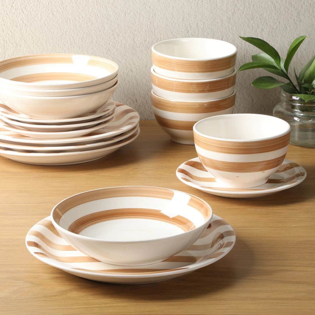 Gibson Home Kenwood Shores 16 Piece Stoneware Dinnerware Set, Hand-Painted Plates and Bowls, Serv... | Wayfair North America