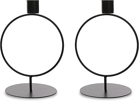 DN DECONATION Matte Black Taper Candle Holders, Metal Candlestick Holders Set of 2,Iron Candle Ho... | Amazon (US)