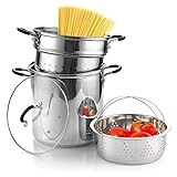 Cook N Home 4-Piece Stainless Steel Pasta Cooker Steamer Multipots, 12 Quart, Silver | Amazon (US)