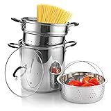 Cook N Home 4-Piece Stainless Steel Pasta Cooker Steamer Multipots, 12 Quart, Silver | Amazon (US)