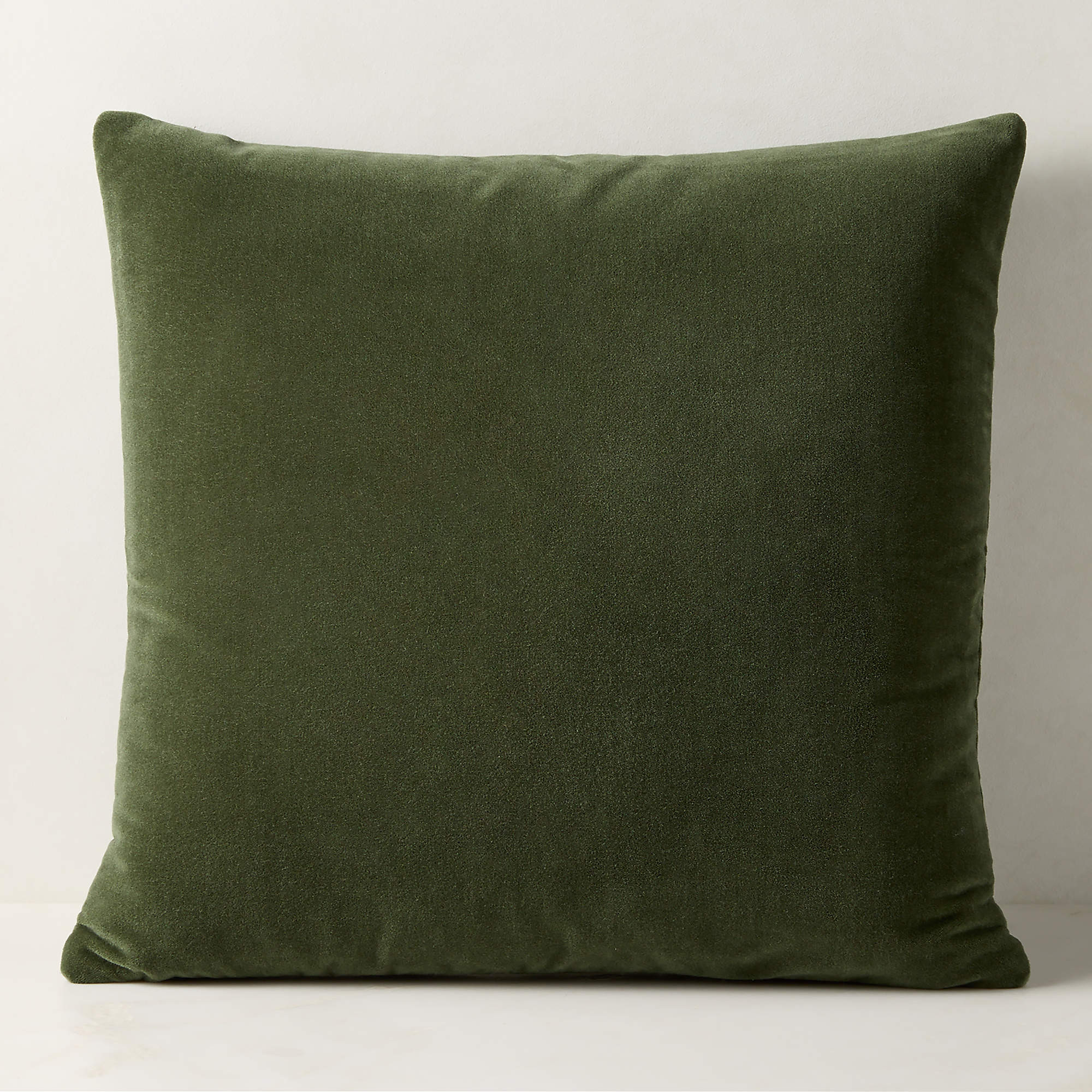 Vinette Smoked Green Merino Wool and Velvet Throw Pillow with Down-Alternative Insert 23"x23" + R... | CB2