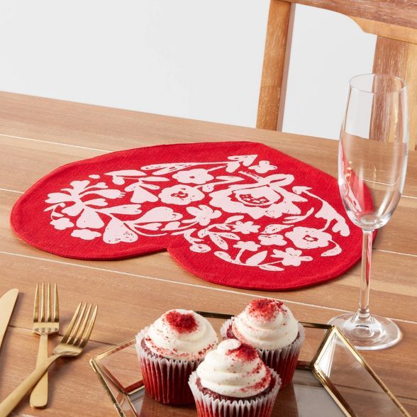 Cotton Floral Heart Shaped Placemat - Threshold&#8482; | Target