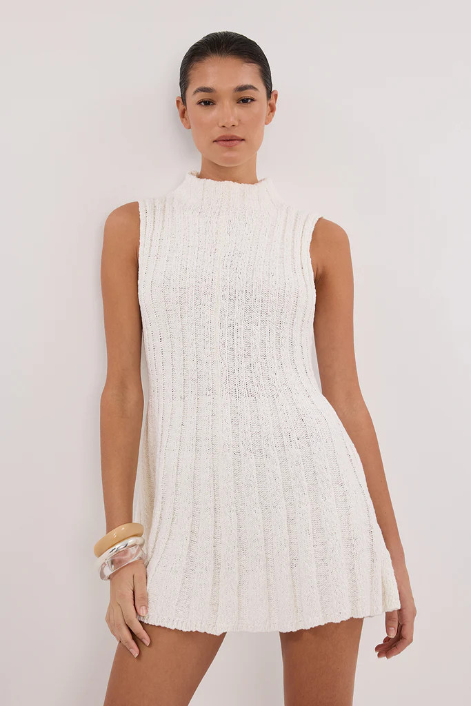 VERO OFF WHITE KNIT MINI DRESS | DISSH