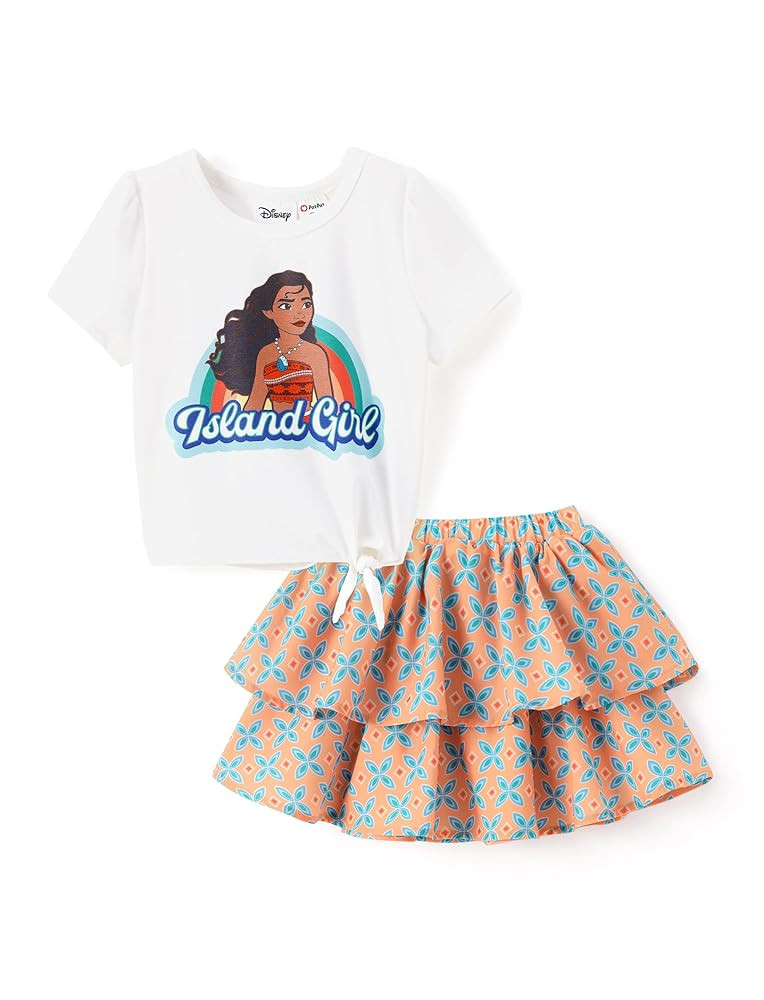 Disney Frozen Elsa Princess Moana Minnie Toddler Girl Dress: Girls Summer T-Shirt & Layered Skirt... | Amazon (US)