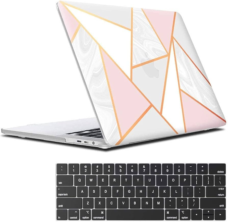 Lapac Compatible with Macbook Pro 13 Inch Case White Geometric Marble with Pink Grey 2020 2019 20... | Amazon (US)