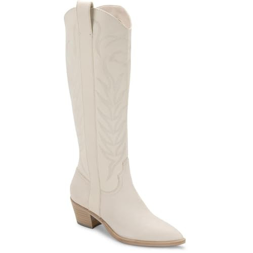 Dolce Vita Womens Solei Leather Cowboy, Western Boots White 5.5 Medium (B,M) | Amazon (US)