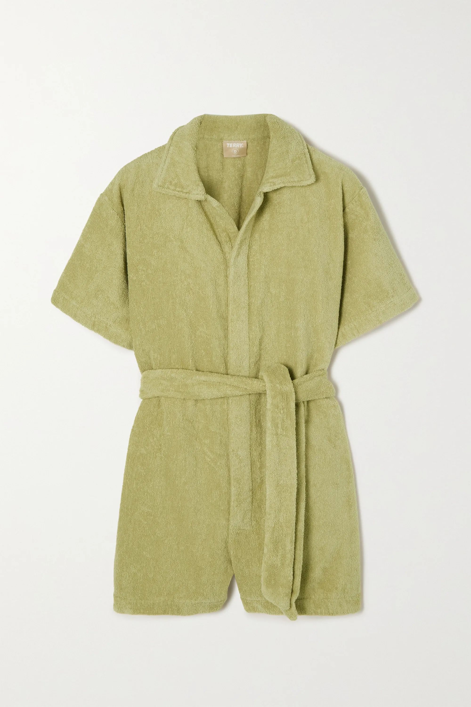 Green Belted cotton-terry jumpsuit | TERRY | NET-A-PORTER | NET-A-PORTER (UK & EU)