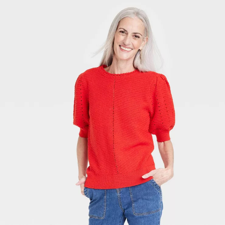 Women's Crewneck Pointelle Sweater - Knox Rose™ | Target