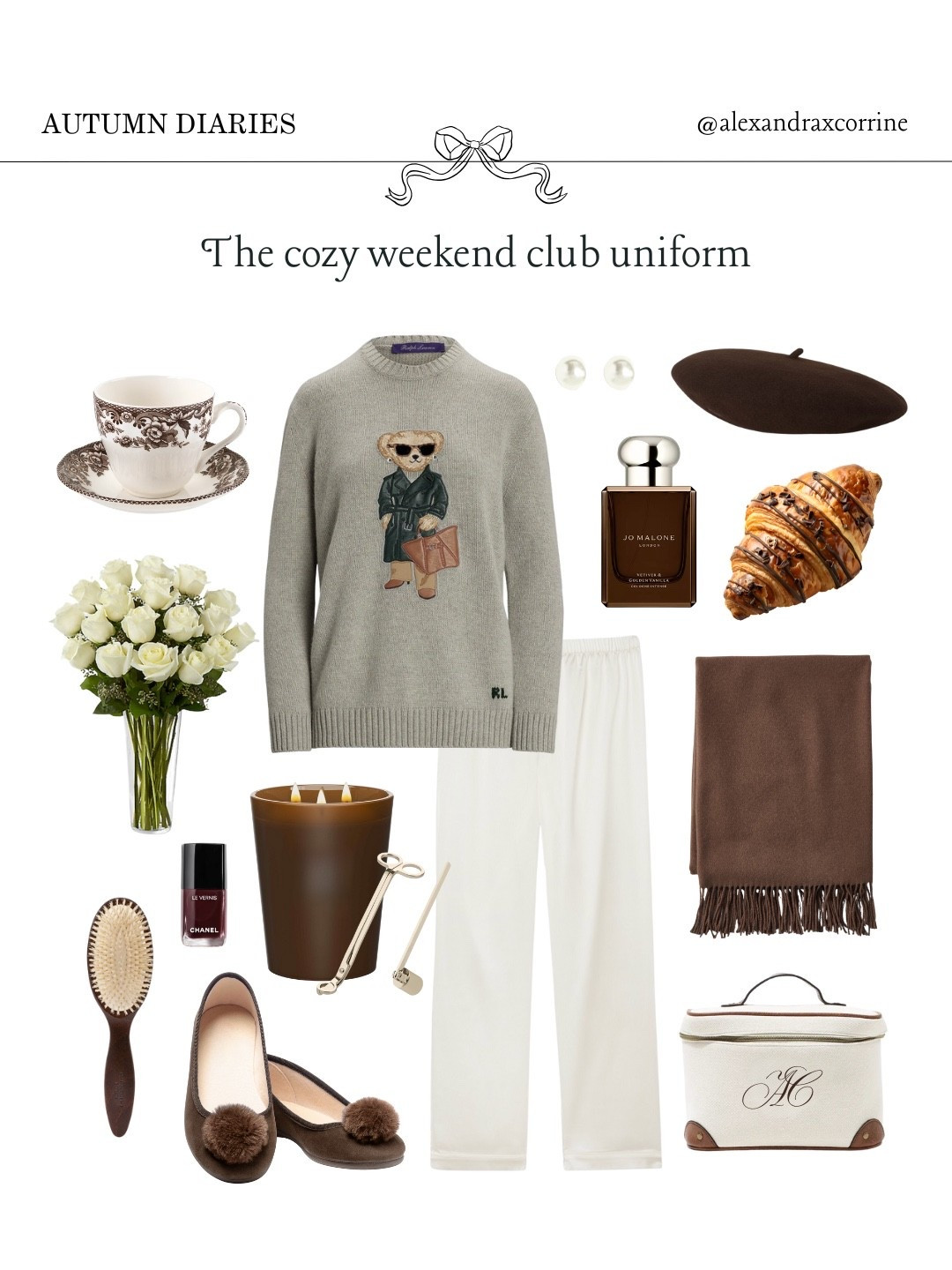 Cozy knit sweater + satin pajama pants + all of the comfy fall accoutrements = the official cozy weekend uniform 🧸🤎🍂

#fallaesthetic #cozyseason #weekendplans #moodboardaesthetic #pinterestinspo 

[ cozy at home vibes, cozy fall weekend, Ralph Lauren, Nancy Meyers, chocolate brown, preppy chic fall aesthetic, cozy season weekend plans, Pinterest mood board aesthetic ]

#LTKStyleTip #LTKSeasonal