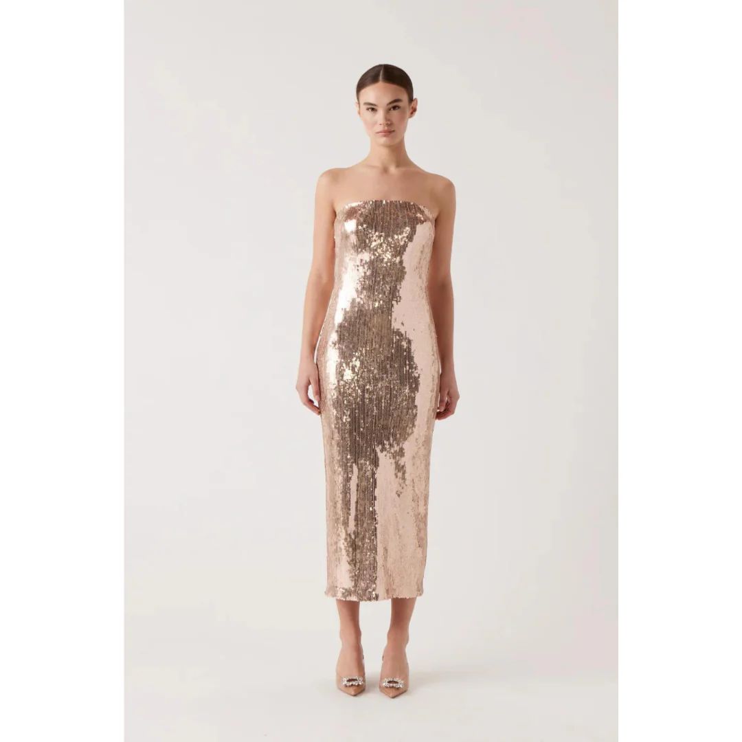 Leigh Sequin Dress, Gold | The Avenue