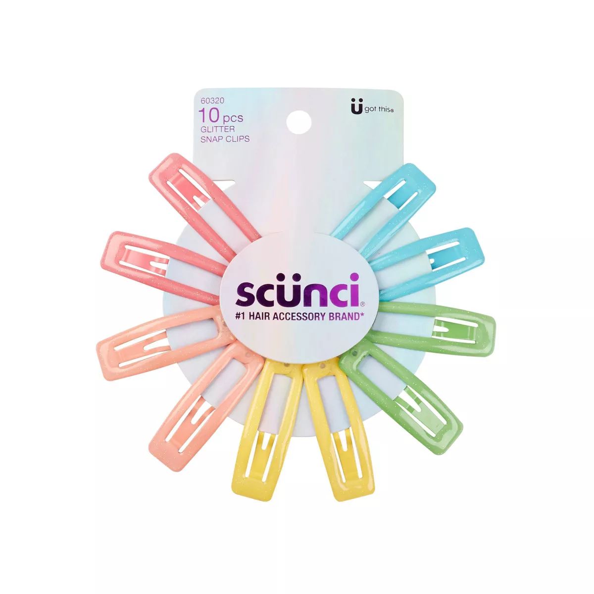 scünci Kids Square Glitter Snap Clips - Pastels - 10pcs | Target
