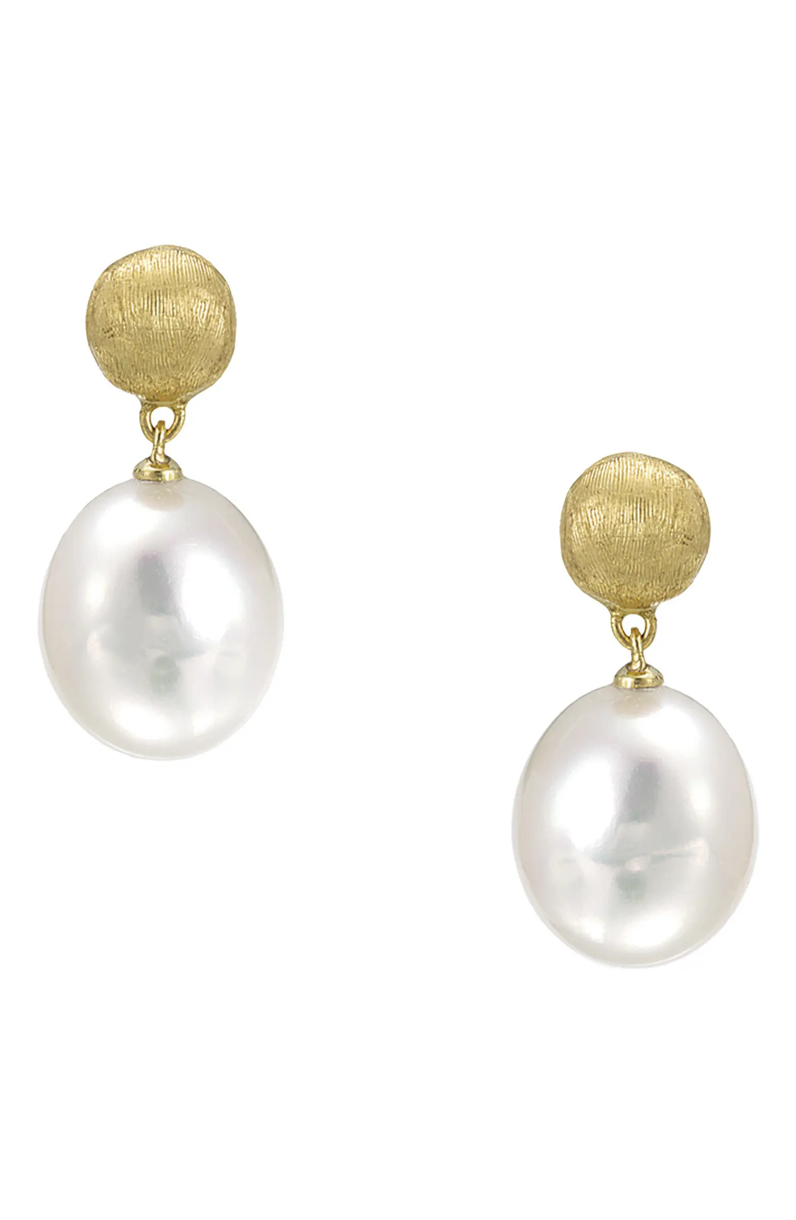 Africa 18K Yellow Gold & Pearl Small Drop Earrings | Nordstrom