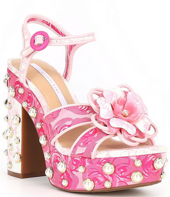 Gianni Bini BrookTwo Floral Print Pearl Embellished Platform Dress Sandals | Dillard's | Dillard's