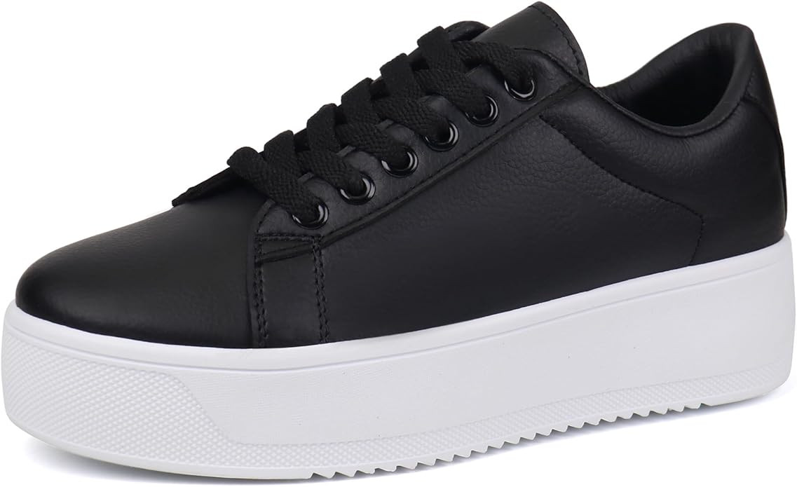 JABASIC Women Fashion Sneakers Low-top Lace-Up Stylish Walking Shoes Comfort Platform Sneakers | Amazon (US)
