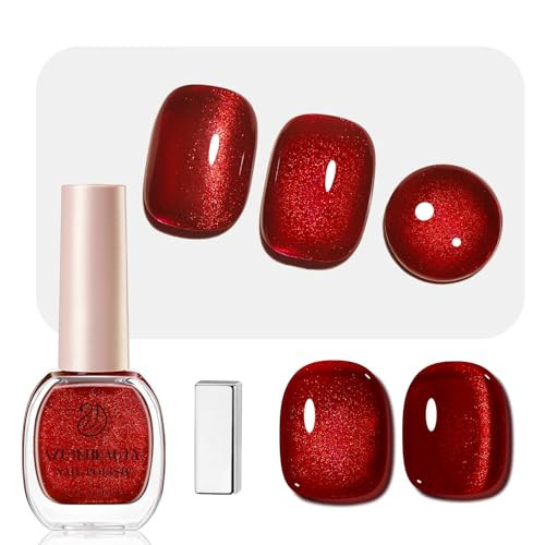 AZUREBEAUTY Red Burgundy Glitter Nail Polish, Quick Dry Ruby Christmas Natural Shine Nail Lacquer Salon-Quality for Women Girl Gifts | Amazon (US)