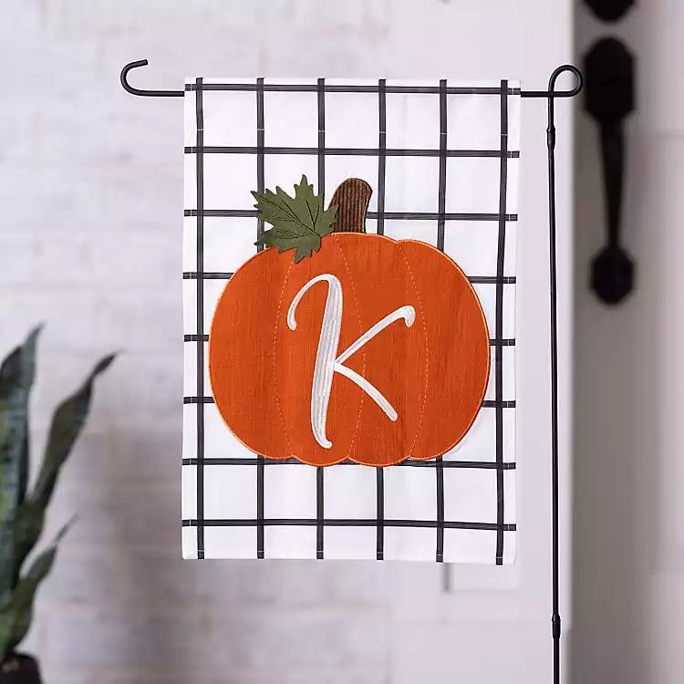 New! Windowpane Check Monogram K Flag Set | Kirkland's Home