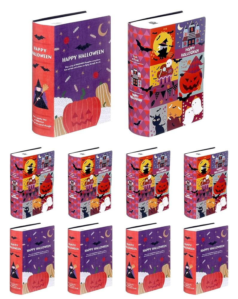Liobelon 10 Pieces Halloween Faux Book Packaging Box, Book Shape Candy Treat Bags Halloween Paper... | Amazon (US)