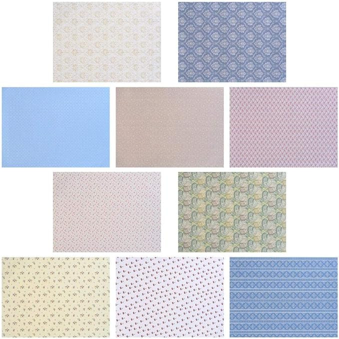10 Sheets Dollhouse Floorboards Miniatures Dolls House Floor Paper Card Sticker Effect Paper Floo... | Amazon (US)