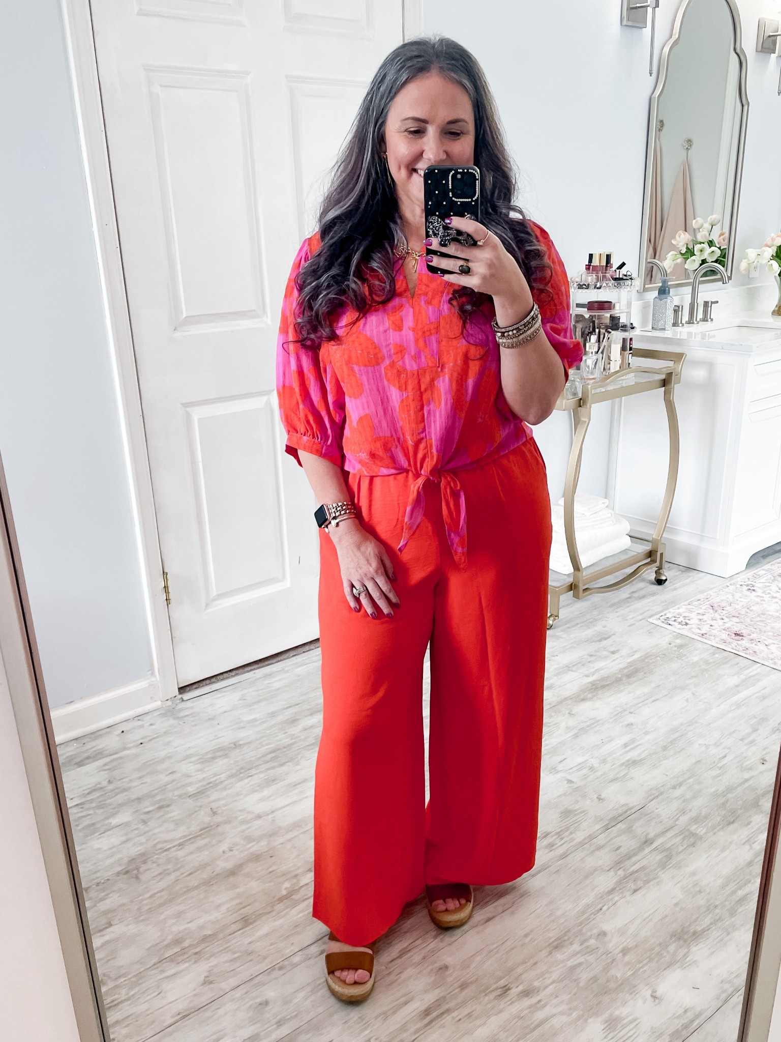 These are the BEST petite-friendly summer pants - they are so lightweight and feel like satin pajama pants! Color is on point too…I love pairing hot pink and orange in the summer!🧡💕

#LTKOver40 #LTKFindsUnder50 #LTKStyleTip