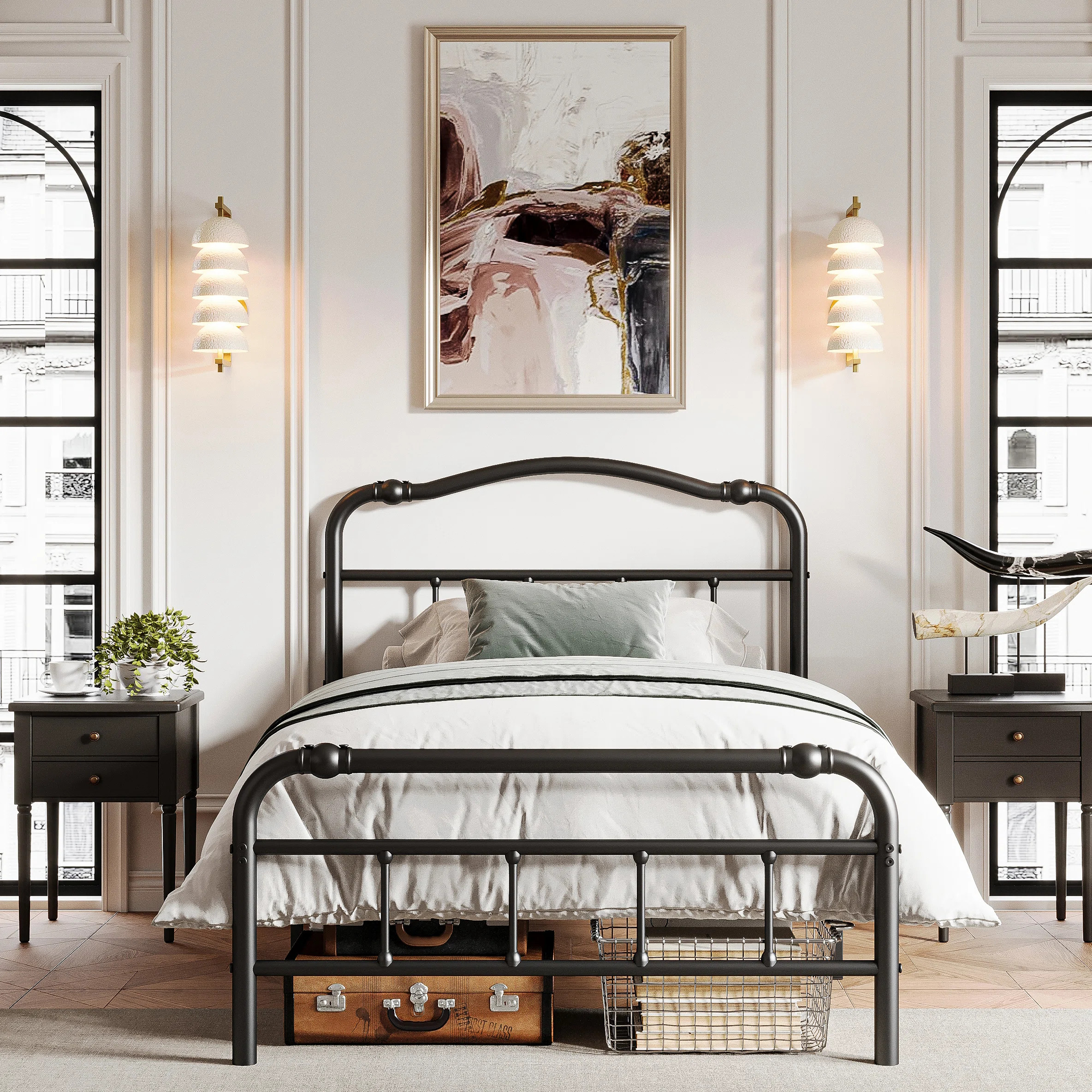 Williston Forge Ashwyn Heavy Duty Steel Slat Bed Frame with 18" High, Vintage Style, Anti Sway an... | Wayfair North America