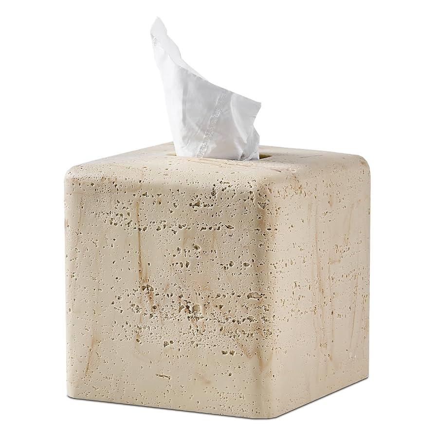 Natural Travertine Textures Tissue Box Cover Square for Home Decor,Resin Heavy Tissue Box Holder ... | Amazon (US)