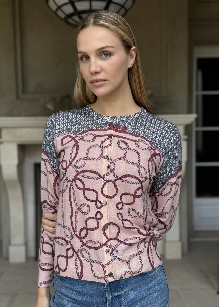 Sophia Pink and Magenta Merino Wool Cardigan | Benaar La