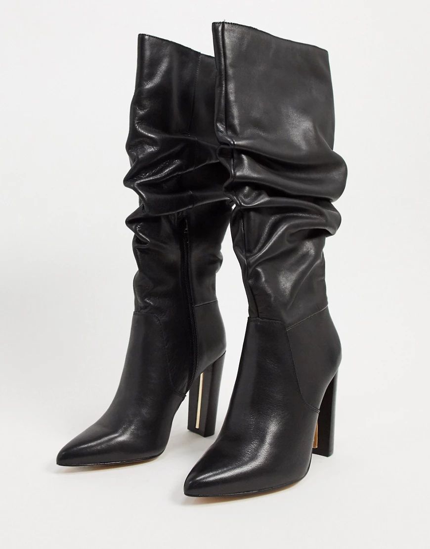 River Island slouch knee high boots in black | ASOS (Global)