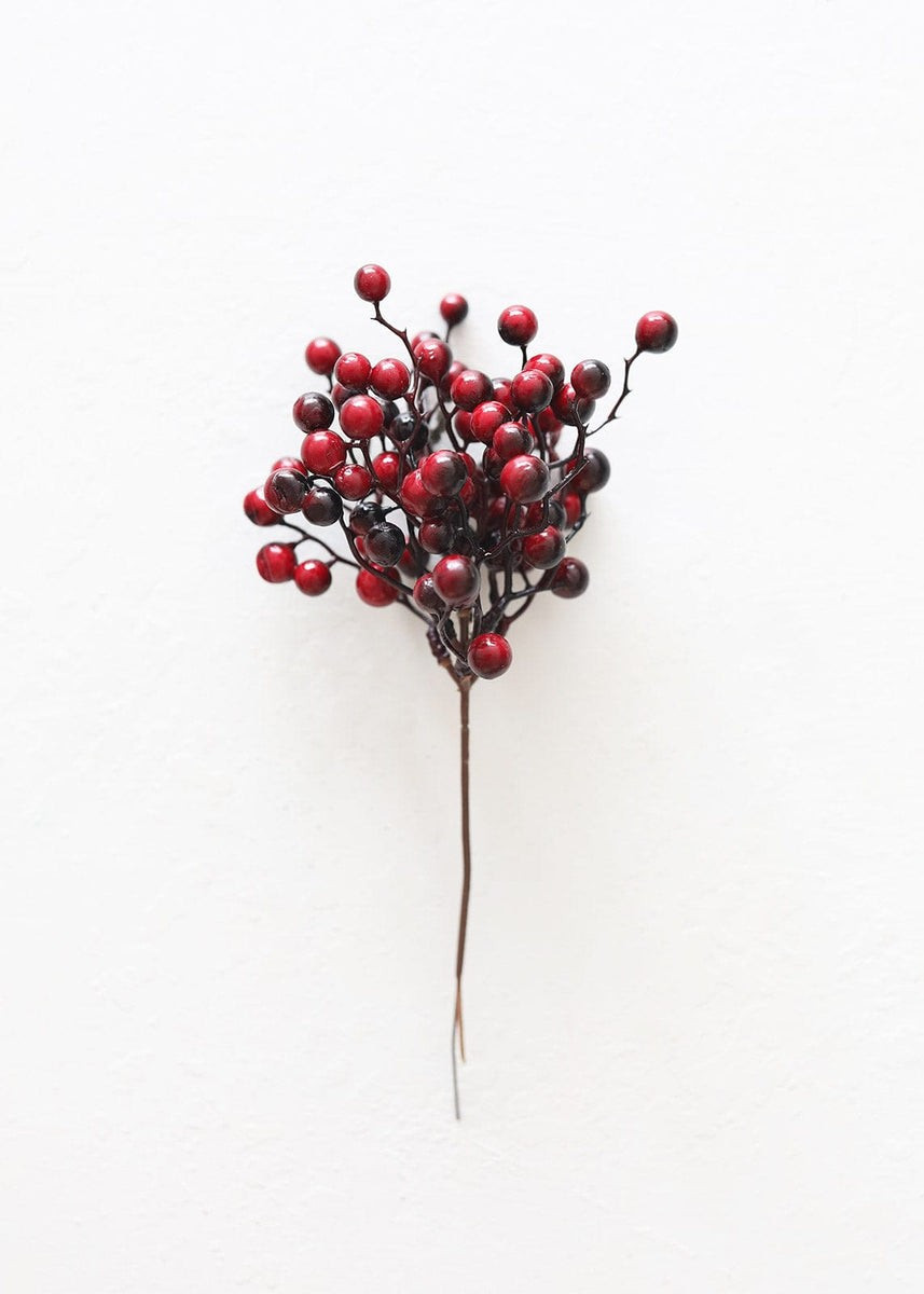 Burgundy Fake Berries Pick - 9 | Afloral (US)