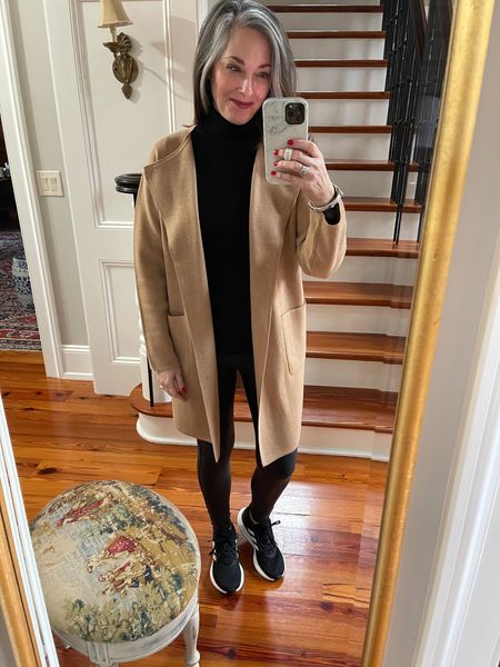 This J Crew cardigan blazer or jacket is fabulous dressed up or down! Love it with faux leggings. Size small in coatigan. Size up to a large petite in the Spanx faux leather leggings. I’m a size 6-8. Yes, it’s ok to wear black sneakers with a more dressed up look! Comfort is king for me these days! 

#LTKshoecrush #LTKFind #LTKstyletip