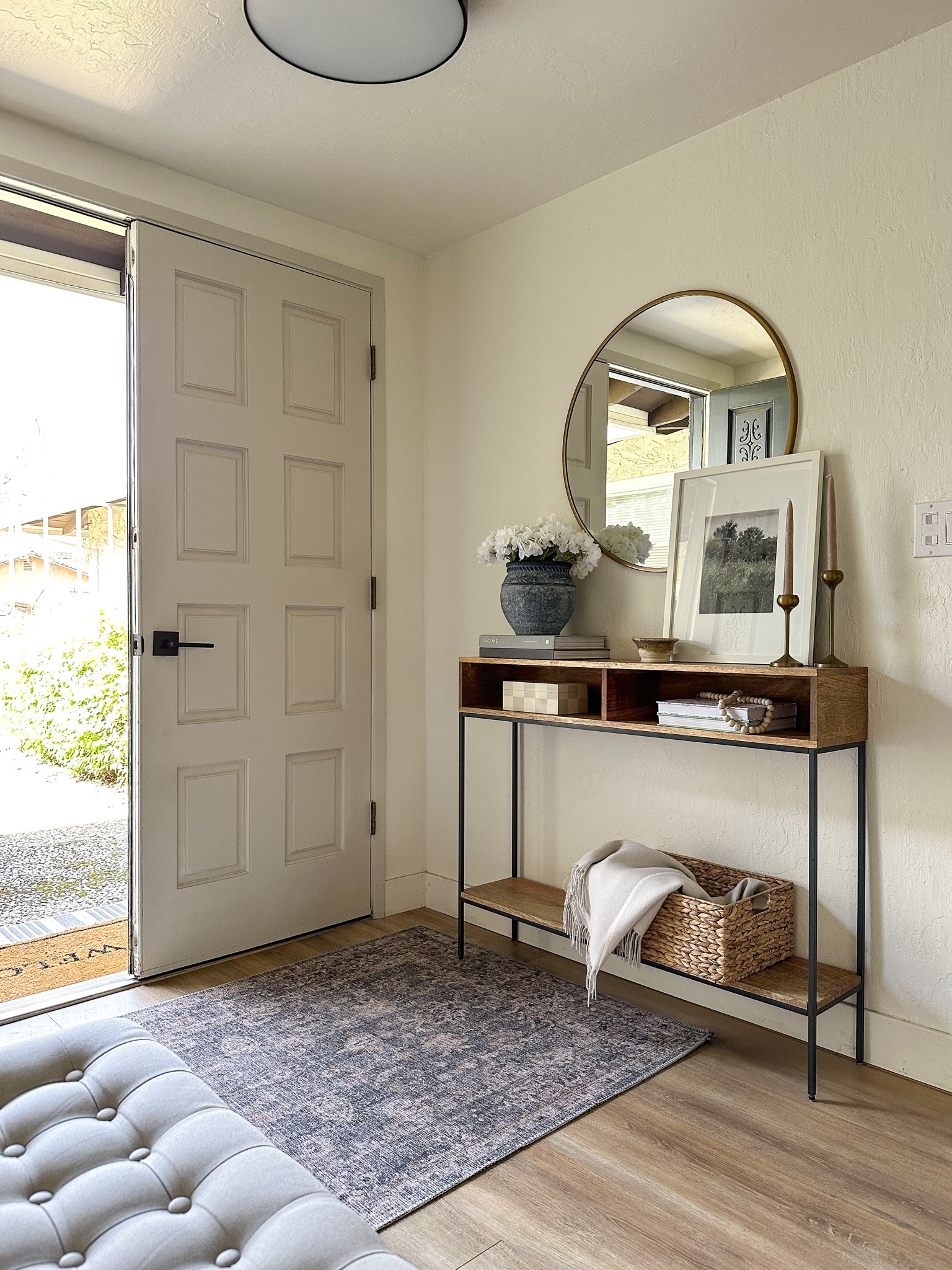 Our spring entryway. I love these Amazon faux hydrangeas. Console table styling for spring  

#LTKSeasonal #LTKhome #LTKfindsunder100