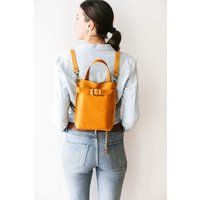 Travel Backpack, Convertible Leather Bag, Small Shoulder Hipster Backpack | Etsy (US)