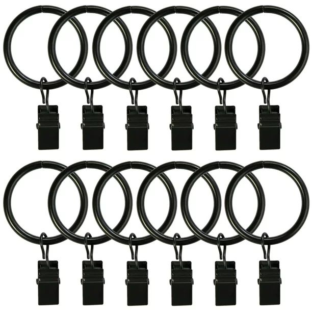 Curtain Rings with Clips 25 Pack Metal Curtain Clips Decorative Drapery Rings (1.26 Inch Interior... | Walmart (US)