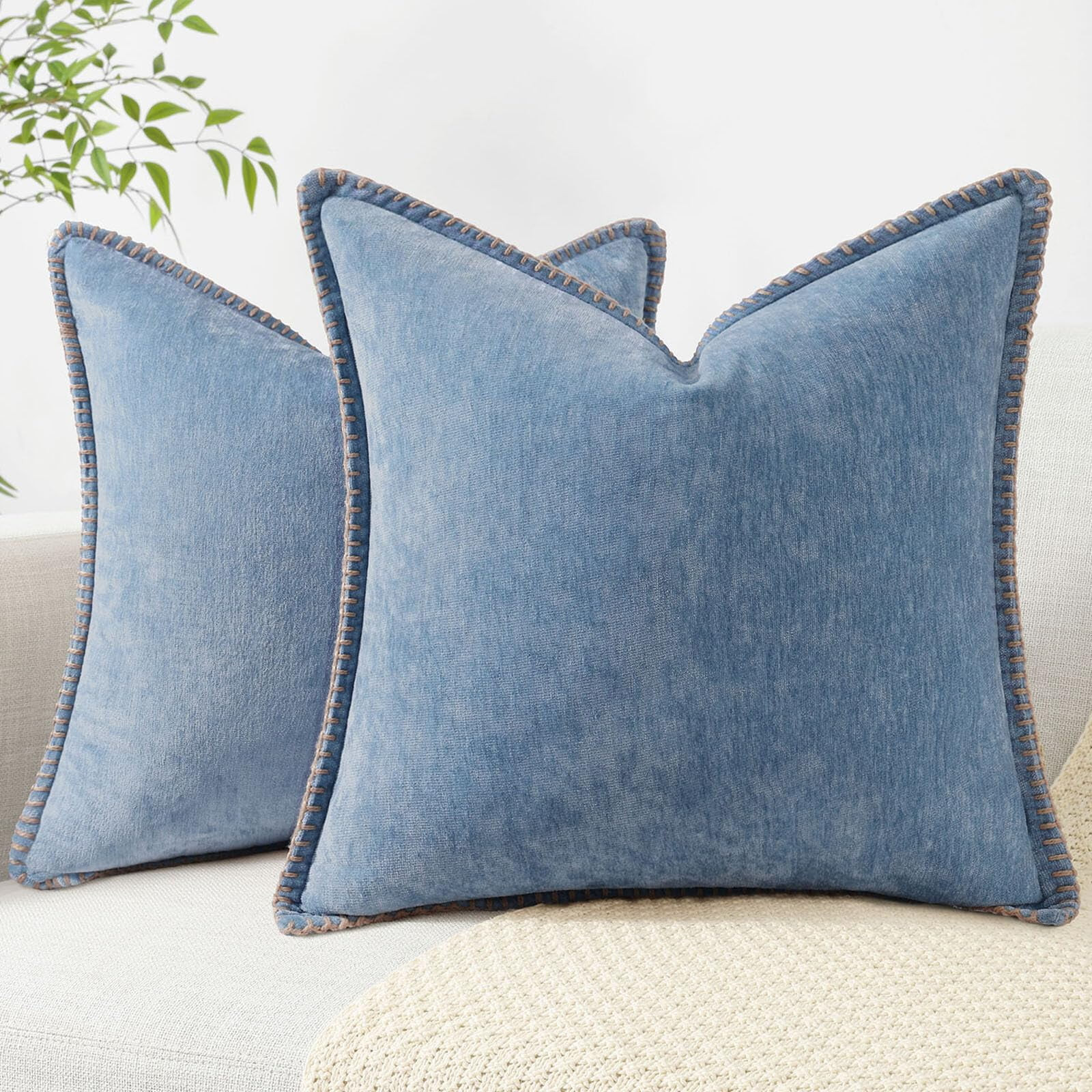 decorUhome Chenille Throw Pillow Covers 16x16 Set of 2, Soft Farmhouse Decorative Pillow Covers, ... | Walmart (US)
