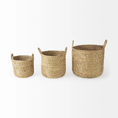3 Piece Braided Wicker Basket Set | Wayfair North America