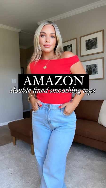 Amazon double lined smoothing tops. I’m wearing a size medium because I’m 15 weeks pregnant but I do recommend ordering your true size jeans. I sized up to a six because I’m pregnant also but I also think they fit true to size. I am wearing a nude strapless bra with the off the shoulder tops.

#LTKfindsunder50 #LTKbump #LTKstyletip