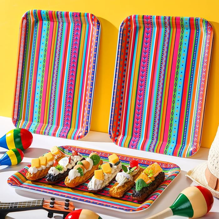 Zubebe Set of 3 Cinco De Mayo Serving Trays 13" x 10" - Mexican Party Decorations, Fiesta Supplie... | Amazon (US)