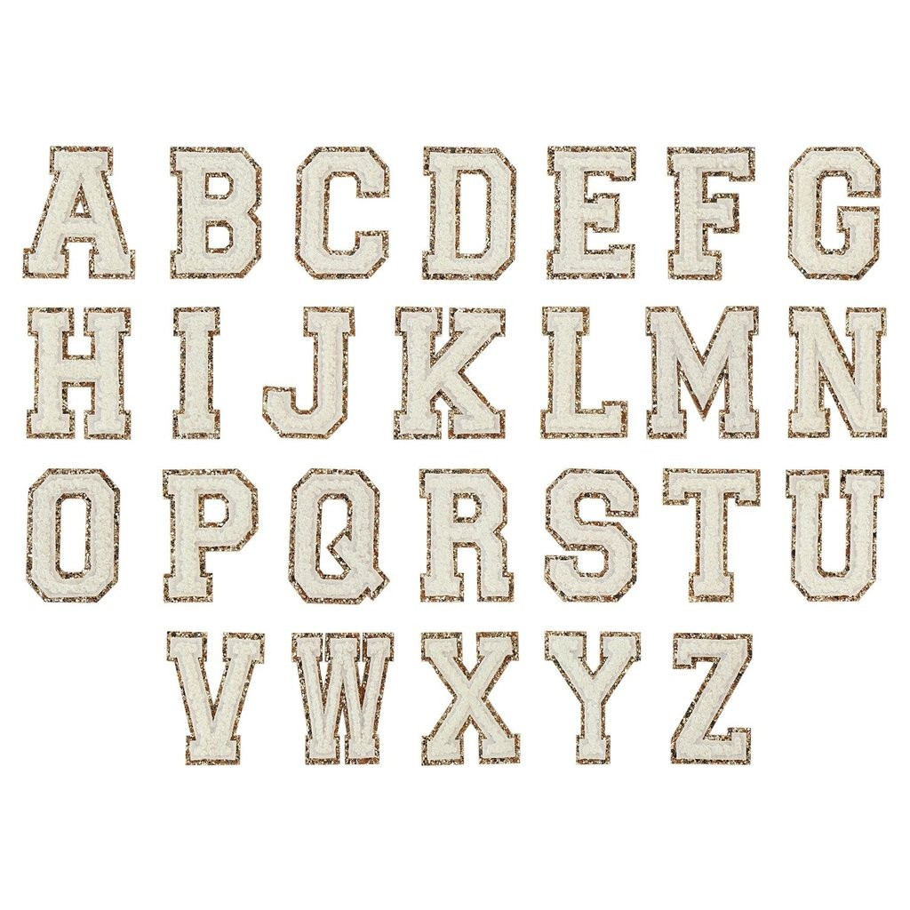 Blanc Glitter Varsity Letter Patches | Stoney Clover Lane