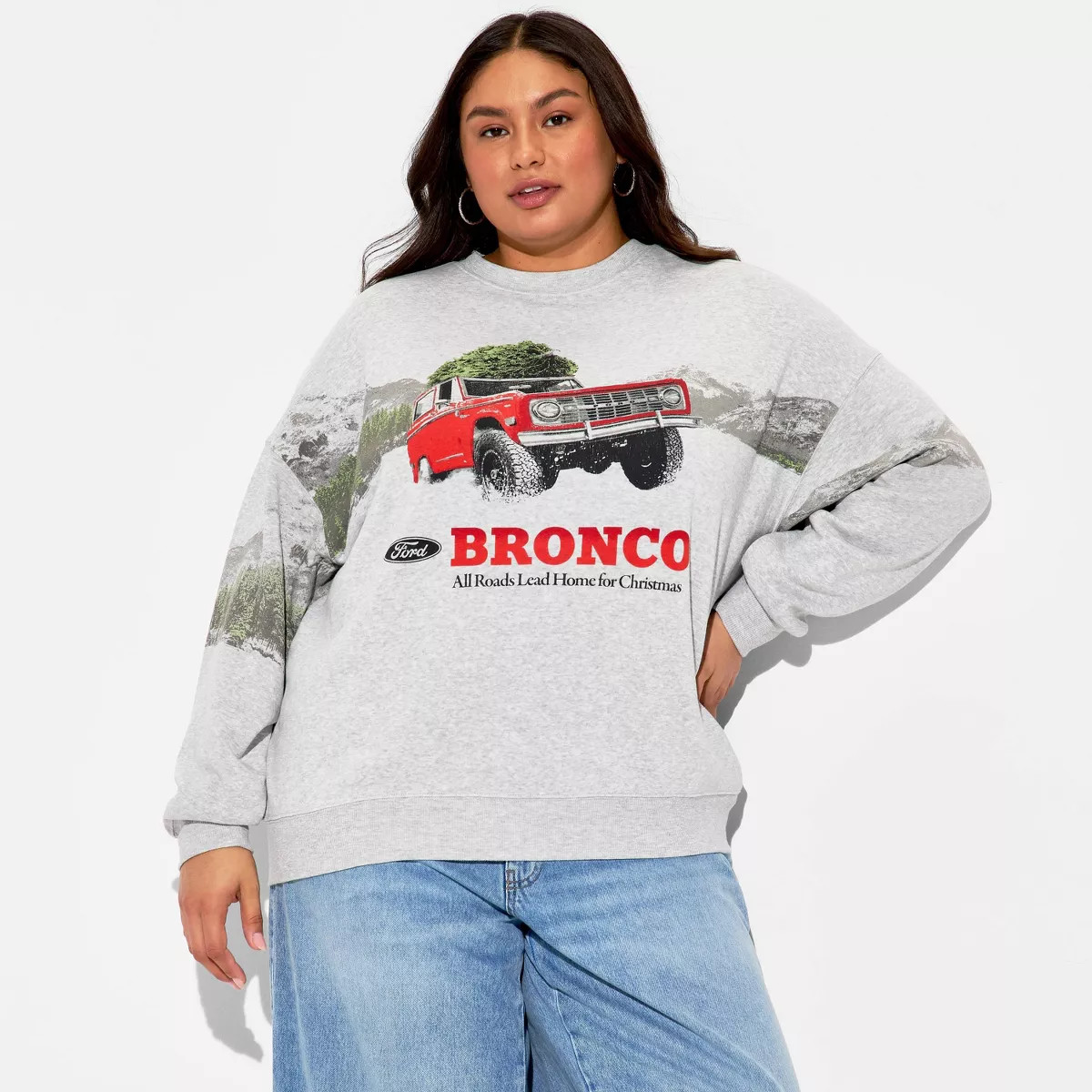 Women's Bronco Tree Graphic Sweatshirt - Heather Gray 2X | Target
