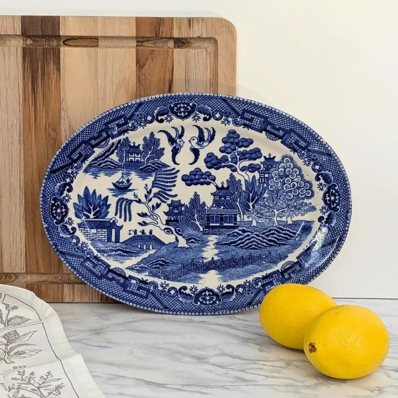 Vintage Transferware Serving Platter With Blue Willow Design 1940s Ironstone - Etsy | Etsy (Global)