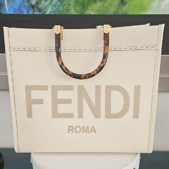 Fendi Beige Tote with Tortoiseshell Handles | Poshmark