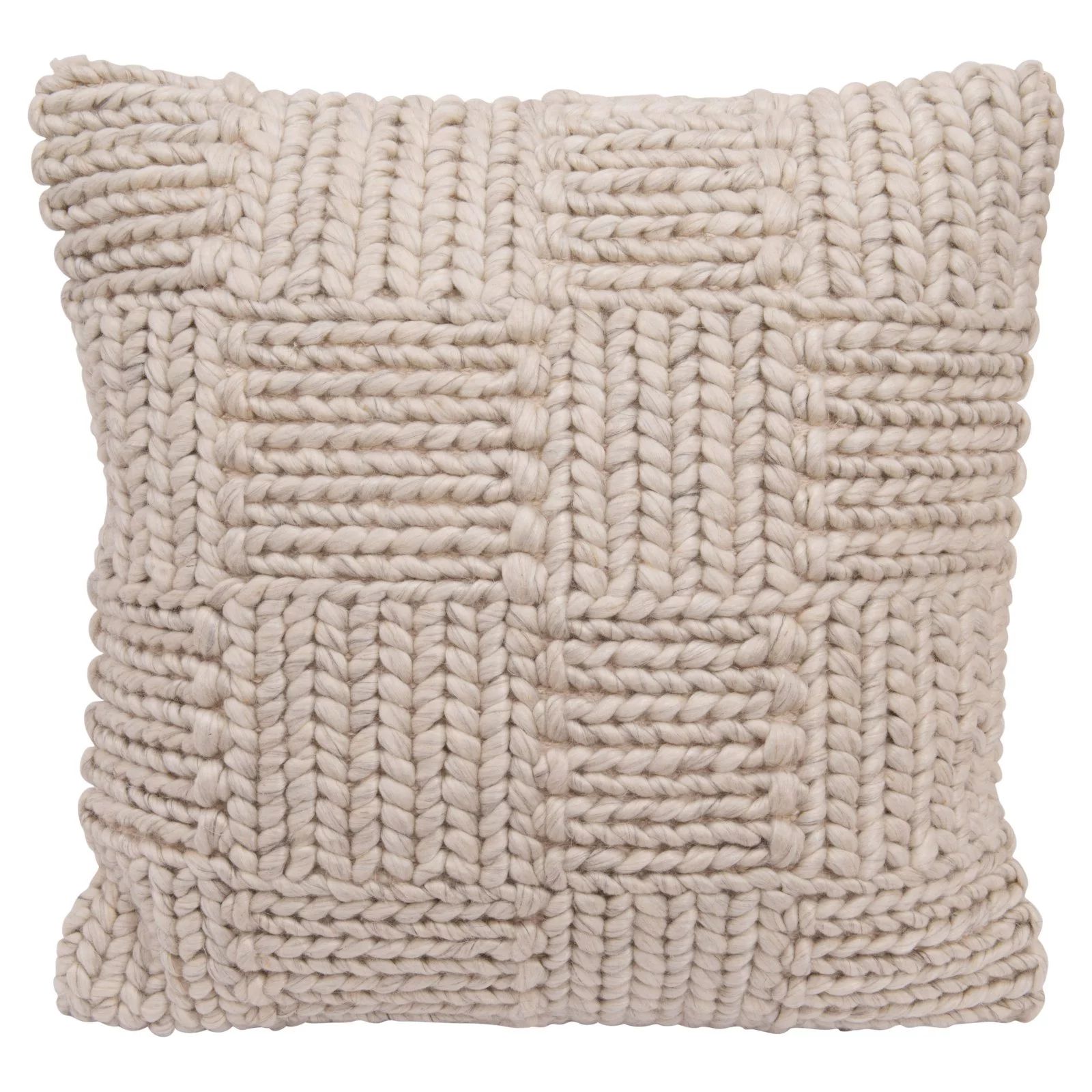 3R Studios Square Wool Knit Pillow in Cream | Walmart (US)