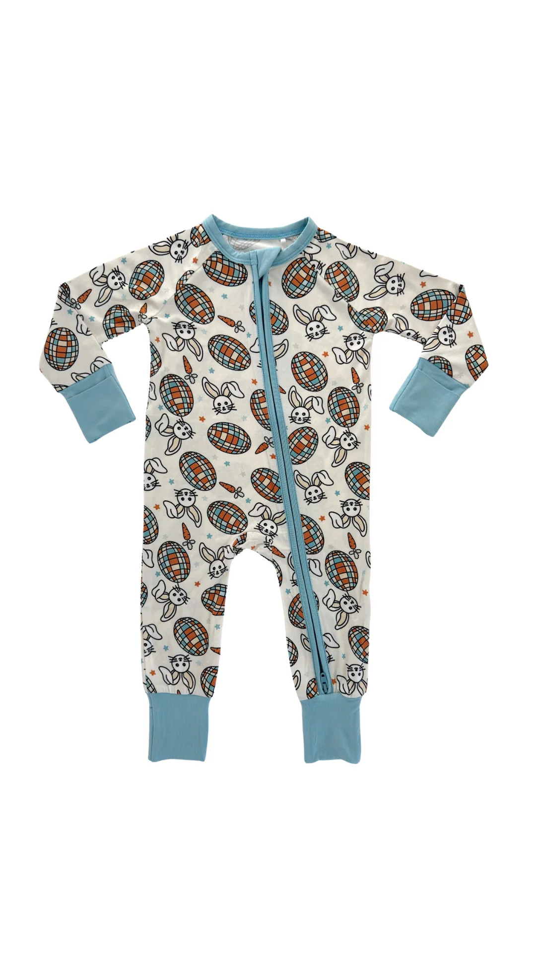 Teal Disco Easter Egg Zipper Romper | In My Jammers